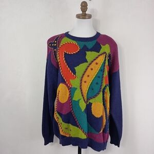 Vintage 90s Santoria Women's Multicolored Plus Size Sweater size Large Artsy